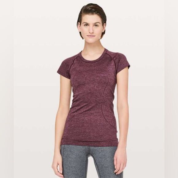 Lululemon Athletica Swiftly Tech SS Crew Bargandy Fitted Short Sleeve Tee sz 6 - Picture 1 of 10